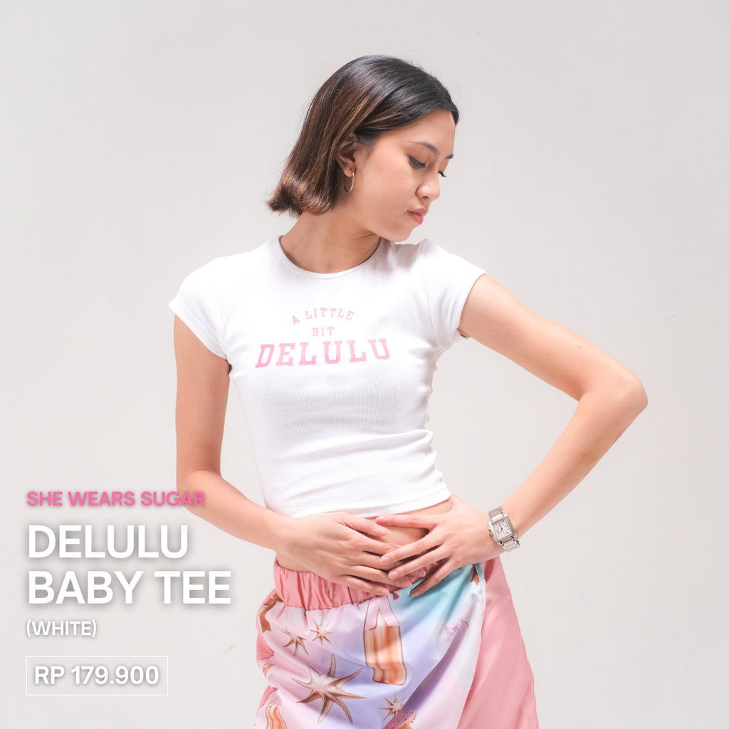 Shewearssugar x Overheard Beauty Delulu Baby Tee