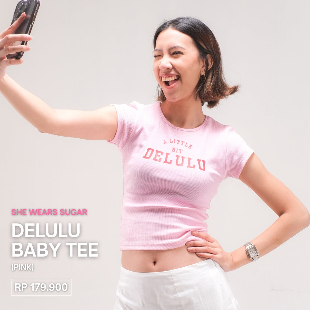 Shewearssugar x Overheard Beauty Delulu Baby Tee